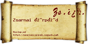 Zsarnai Árpád névjegykártya